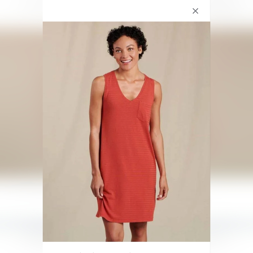 Toad & Co XL Grom tank dress, brick  subtle striped